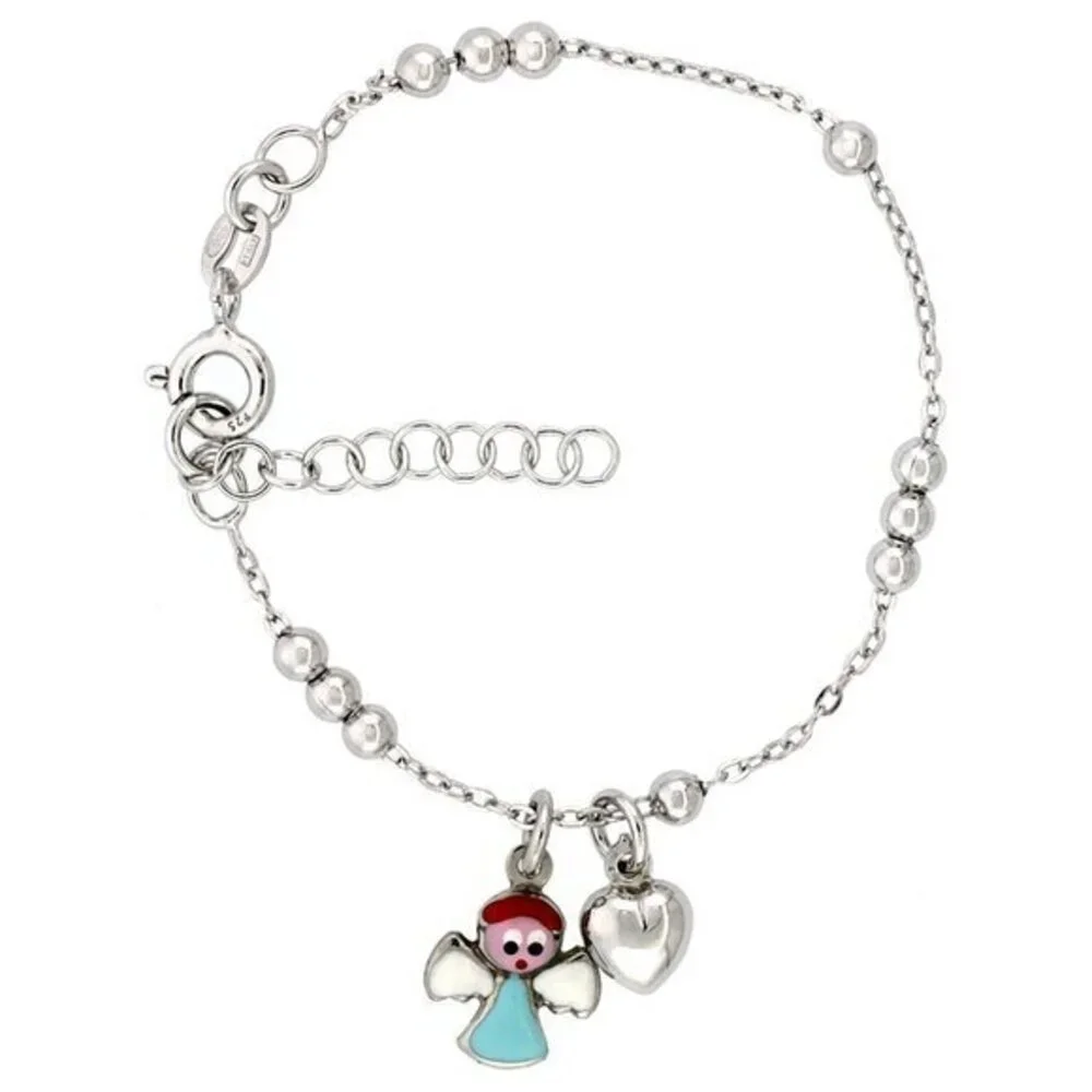 Sterling Silver Baby beaded Heart Angel Bracelet